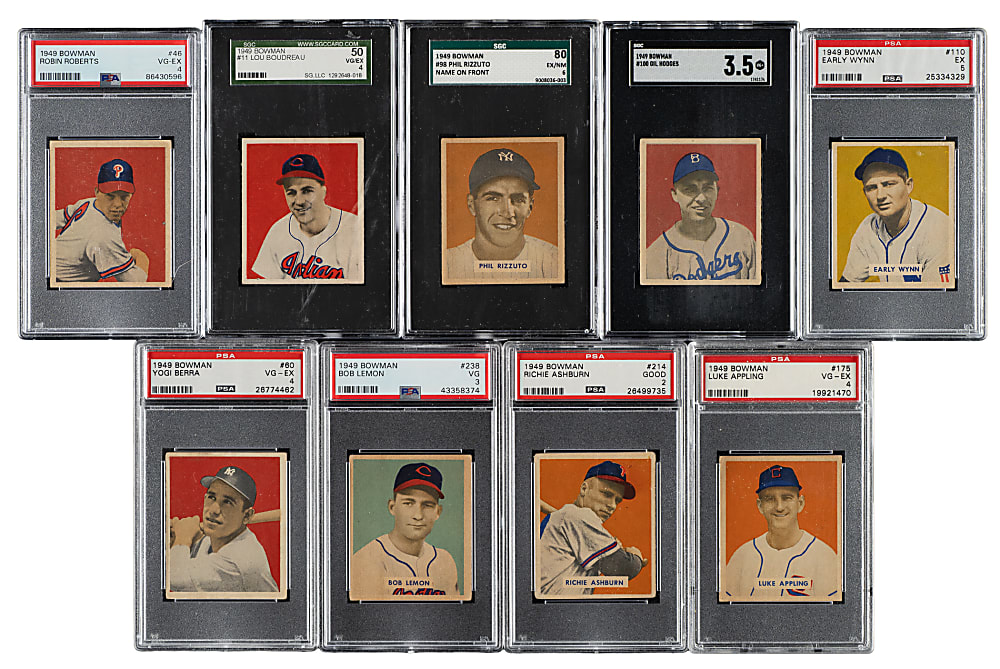 1949 Bowman Near-Complete Set (237/240) Including 51 SGC- and PSA-Graded Cards