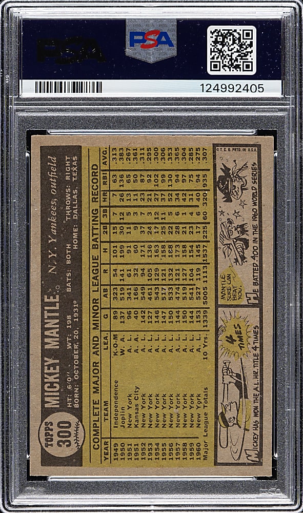 1961 Topps #300 Mickey Mantle PSA EX 5