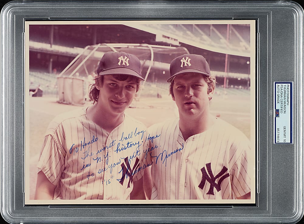 Thurman Munson Signed Photograph with #15 Notation and Outstanding Provenance - PSA/DNA GEM MINT 10 and Beckett