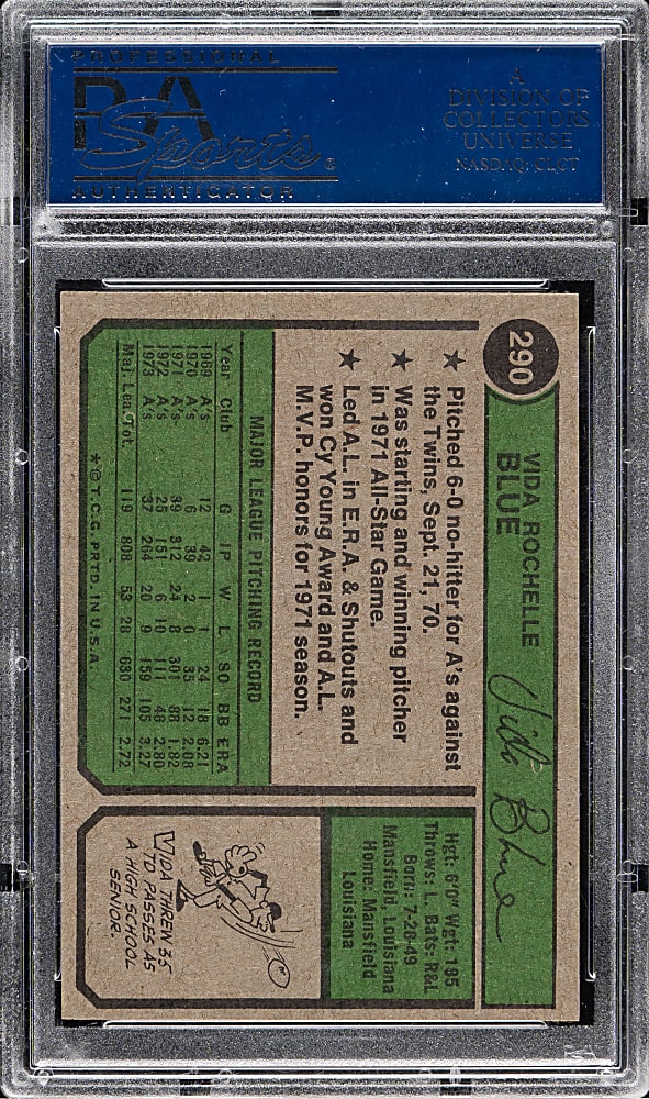 1974 Topps #290 Vida Blue PSA GEM MINT 10