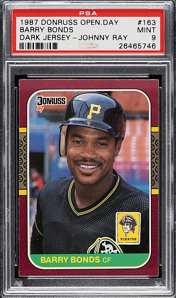 1987 Donruss Opening Day #163 Barry Bonds Rookie PSA MINT 9 - Johnny Ray Error!