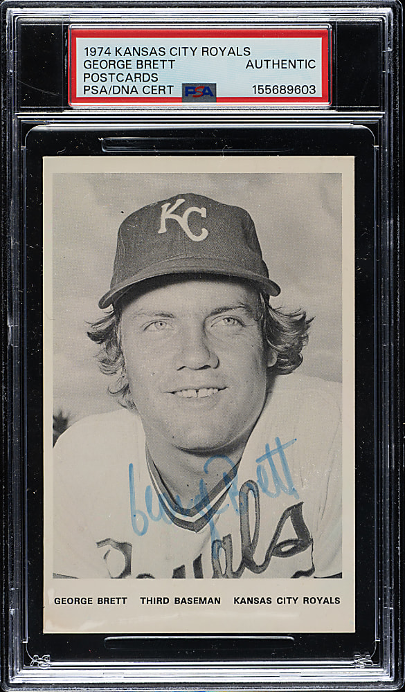 Signed 1974 Kansas City Royals Team Issue Postcard George Brett Pre-Rookie - PSA/DNA