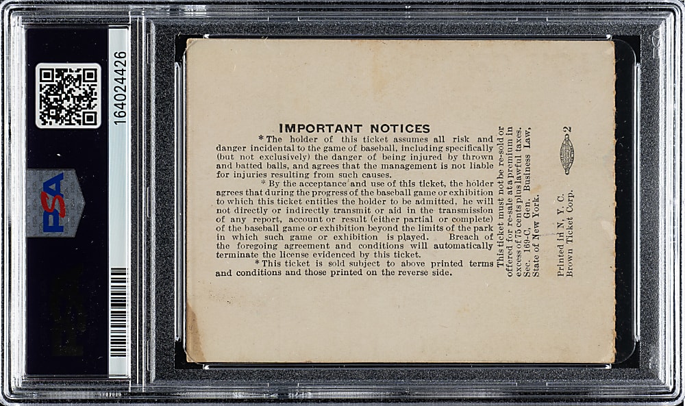 1941 Lou Gehrig Day Ticket Stub PSA VG-EX 4