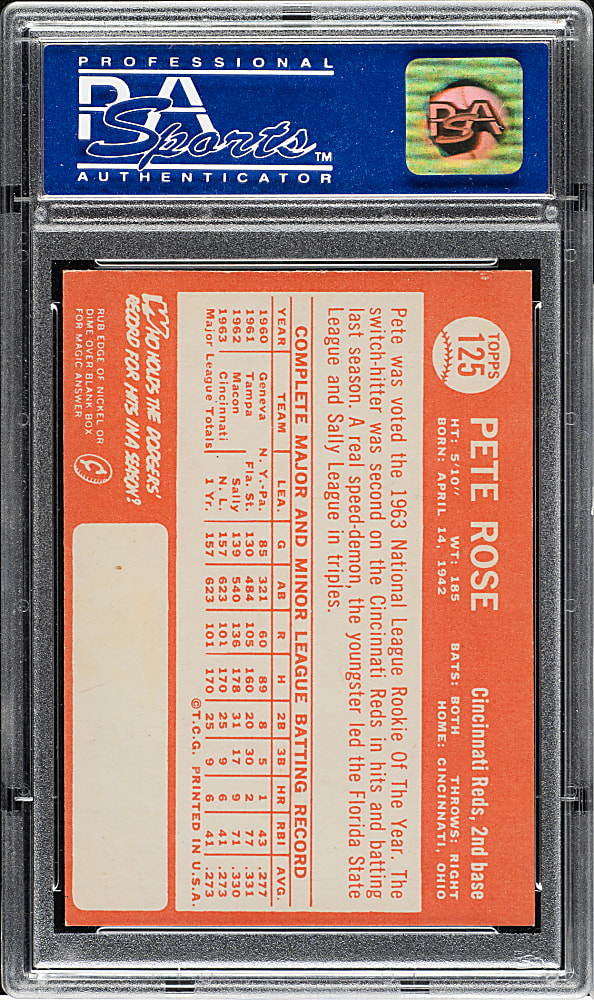 1964 Topps #125 Pete Rose PSA NM-MT 8