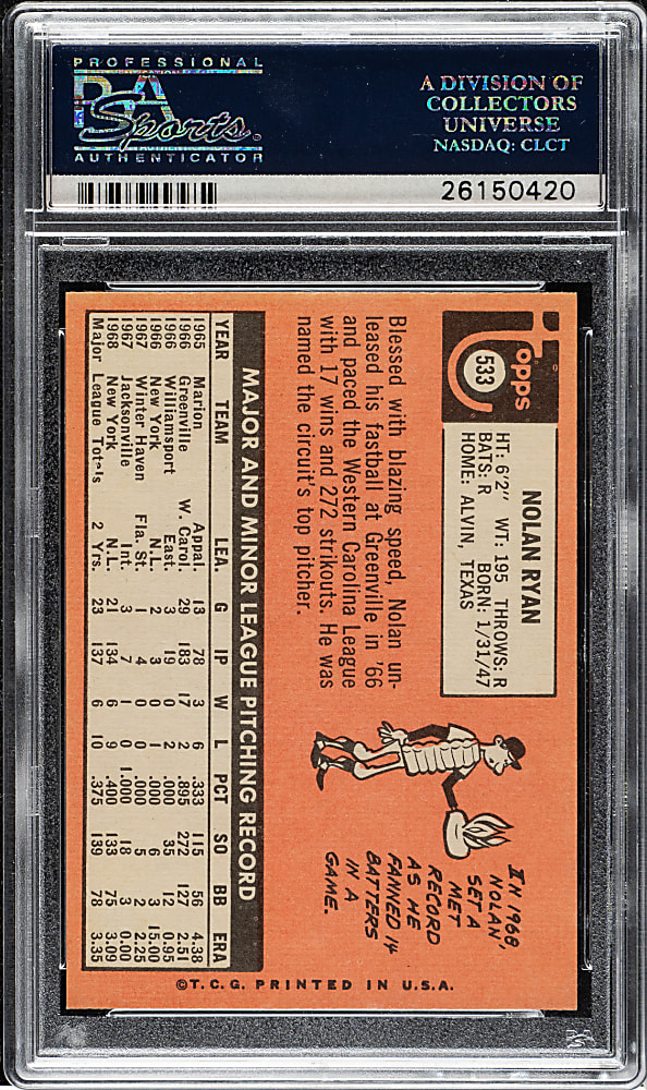 1969 Topps #533 Nolan Ryan PSA NM-MT 8