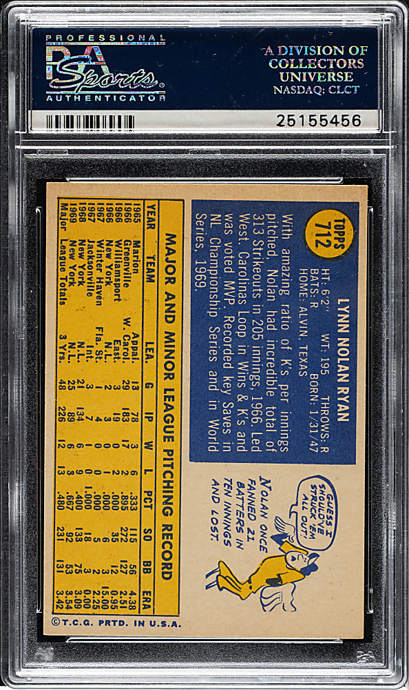 1970 Topps #712 Nolan Ryan PSA NM-MT 8