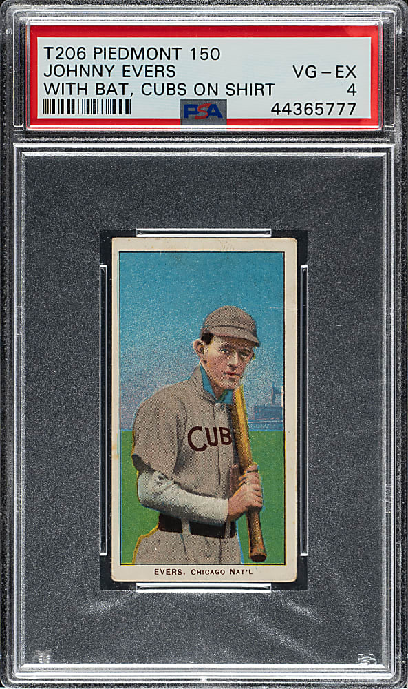 1909-1911 T206 White Border Johnny Evers with Bat, Cubs on Shirt PSA VG-EX 4