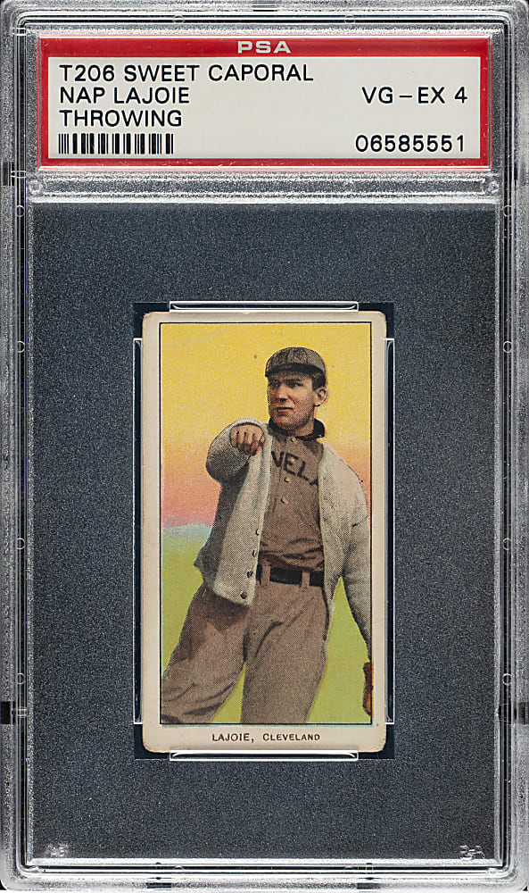 1909-1911 T206 White Border Nap Lajoie Throwing PSA VG-EX 4