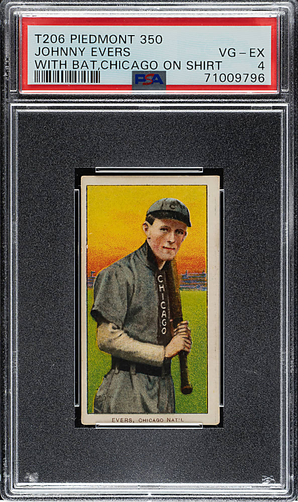 1909-1911 T206 White Border Johnny Evers with Bat, Chicago on Shirt PSA VG-EX 4