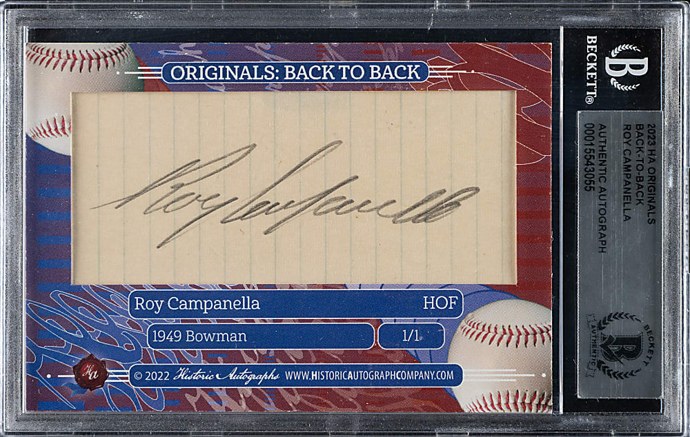 2023 Historic Autographs Originals Back-to-Back 1949 Bowman Roy Campanella Cut Signature #1/1 - Beckett