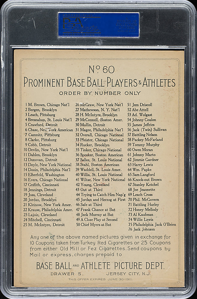 1911 T9 Turkey Red Boxing #60 Owen Moran PSA EX 5