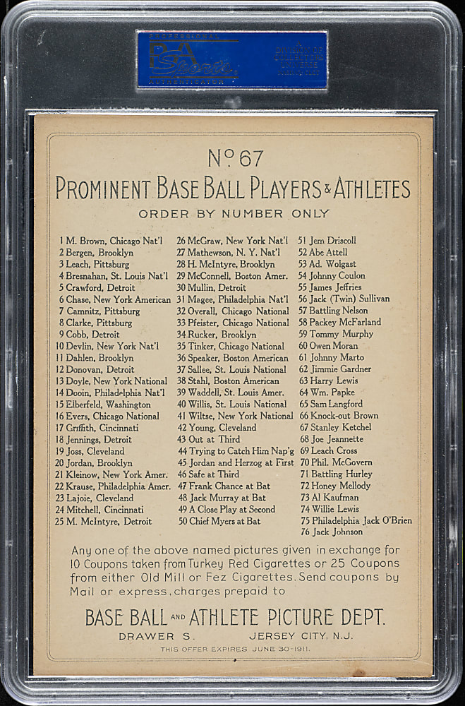 1911 T9 Turkey Red Boxing #67 Stanley Ketchel PSA EX 5