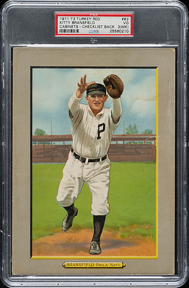 1911 T3 Turkey Red #82 Kitty Bransfield PSA VG 3 (MK)