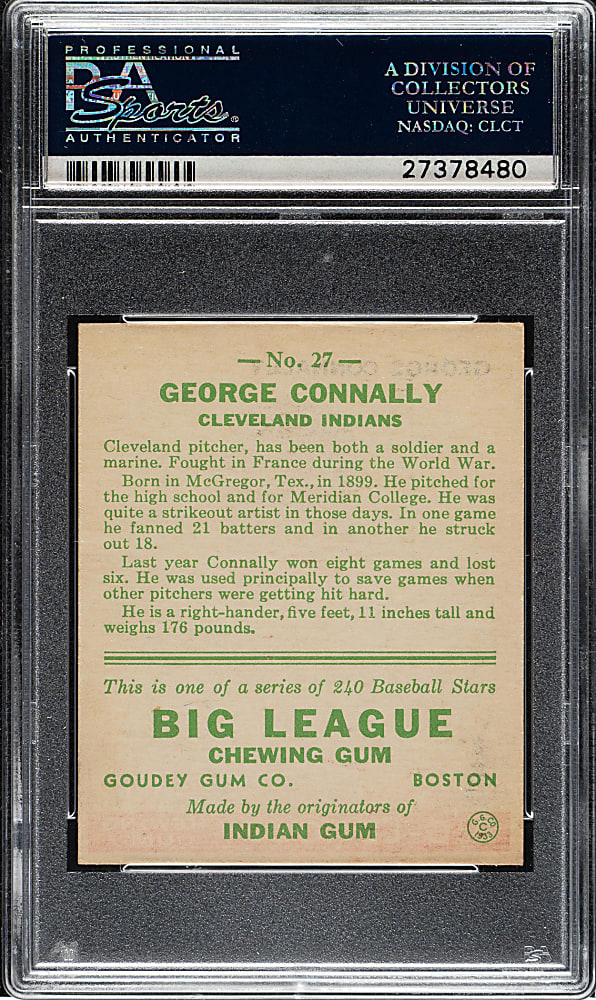 1933 R319 Goudey #27 George Connally PSA EX-MT+ 6.5