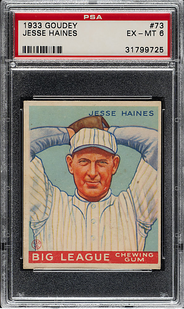 1933 R319 Goudey #73 Jesse Haines PSA EX-MT 6