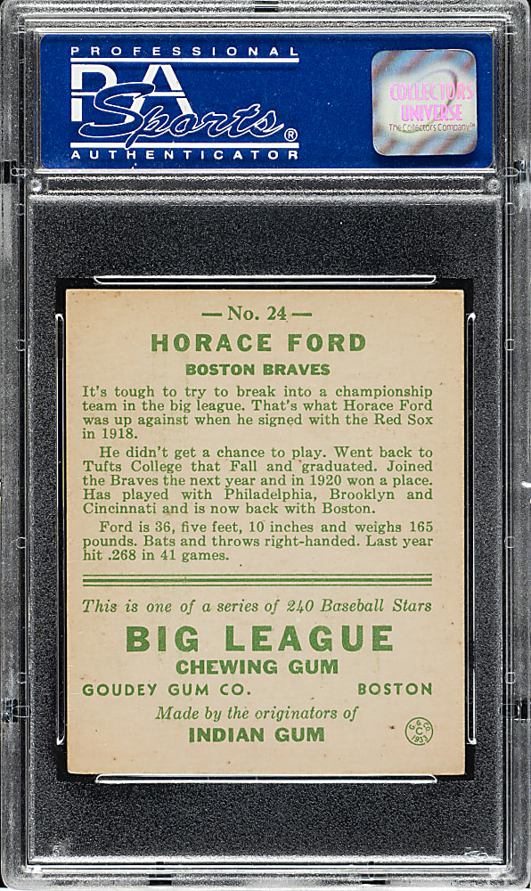 1933 R319 Goudey #24 Horace Ford PSA EX-MT 6
