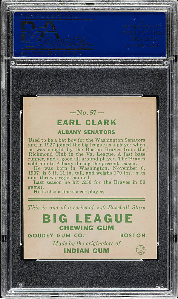 1933 R319 Goudey #57 Earl Clark PSA EX-MT 6
