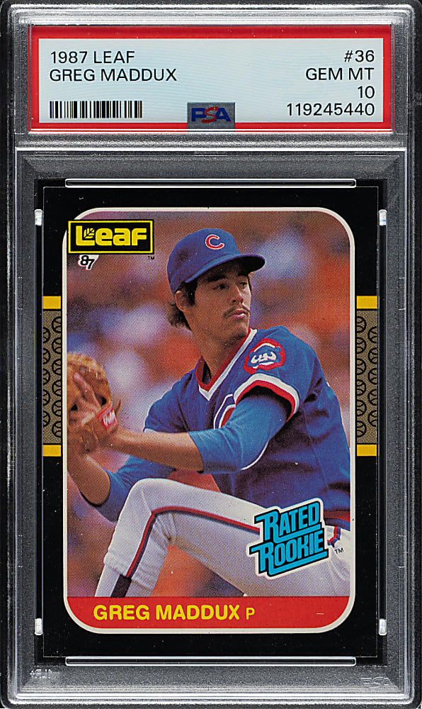 1987 Leaf #36 Greg Maddux Rookie PSA GEM MINT 10