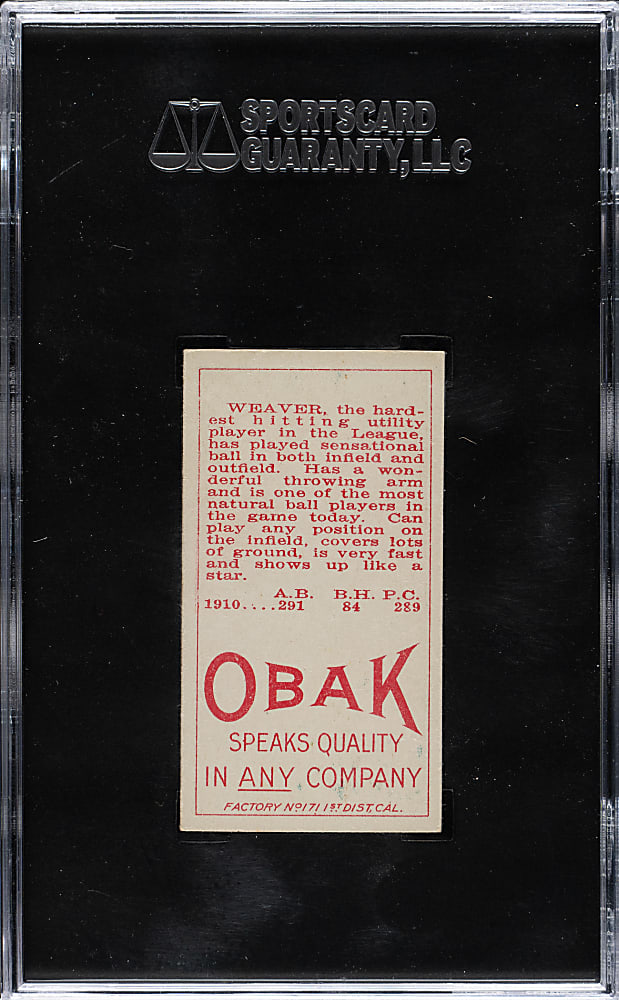 1911 T212 Obak Cigarettes Buck Weaver SGC EX 60