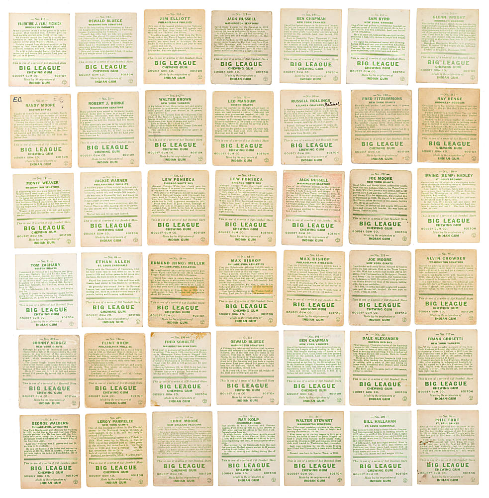 1933 R319 Goudey Collection (46) Including Cronin, Goslin, Waner, and Traynor