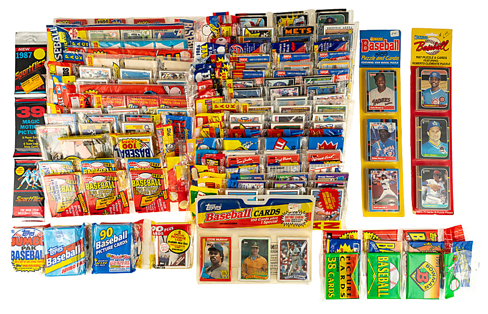 1981 to 1995 Topps, Fleer, Donruss, and Score Unopened Rack Pack Collection (69)