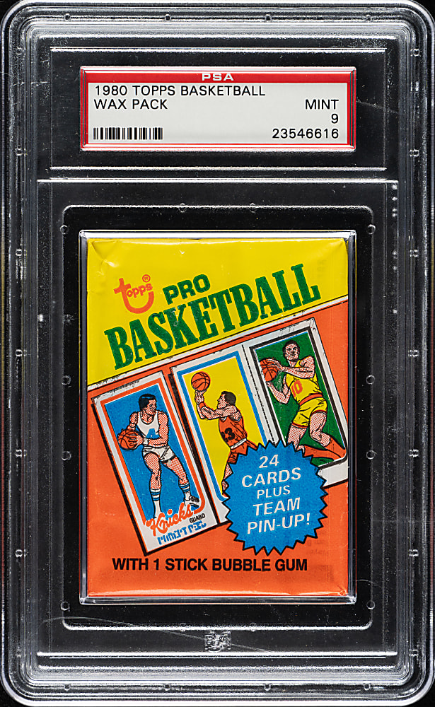 1980-1981 Topps Basketball Unopened Wax Pack PSA MINT 9 - Larry Bird and Magic Johnson Rookie Year