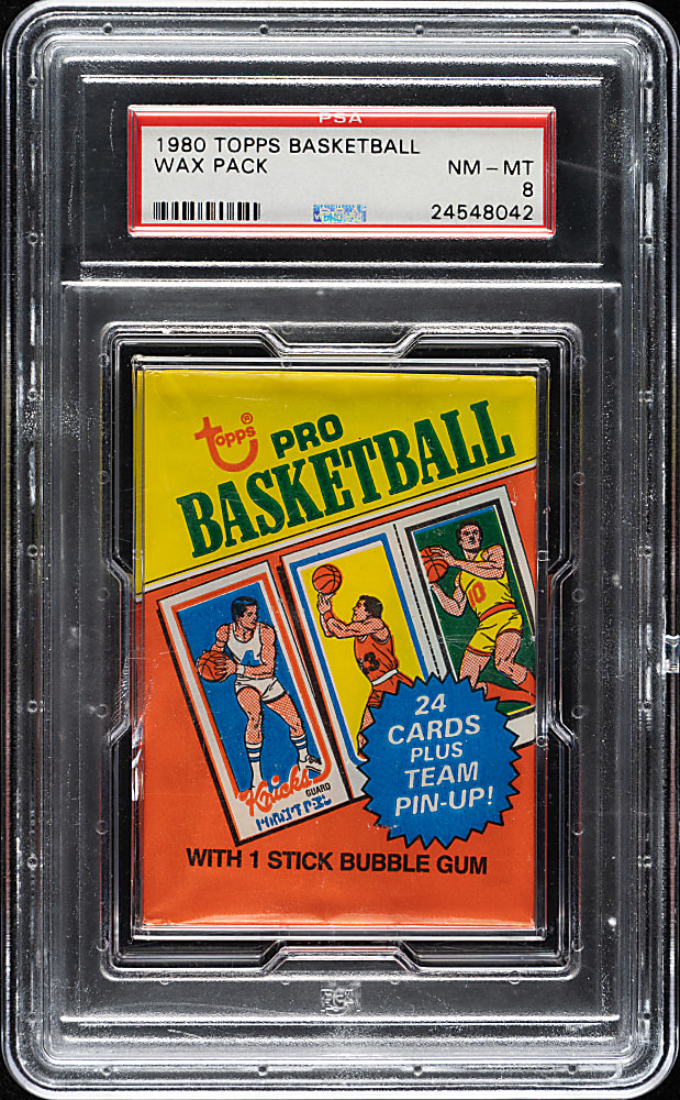 1980-1981 Topps Basketball Unopened Wax Pack PSA NM-MT 8 - Larry Bird and Magic Johnson Rookie Year