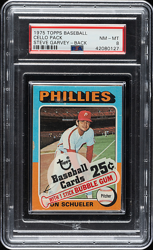 1975 Topps Unopened Cello Pack PSA NM-MT 8 - Steve Garvey on Back