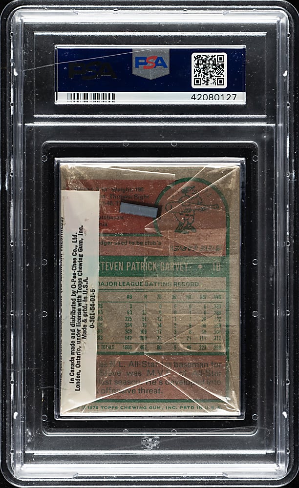 1975 Topps Unopened Cello Pack PSA NM-MT 8 - Steve Garvey on Back
