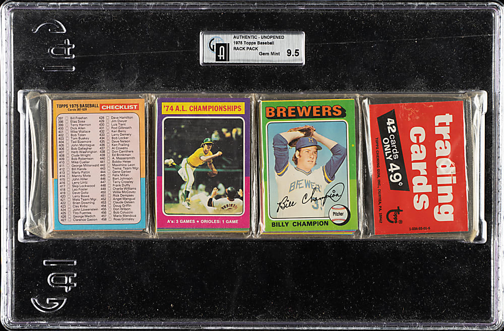 1975 Topps Unopened Rack Pack GAI GEM MINT 9.5