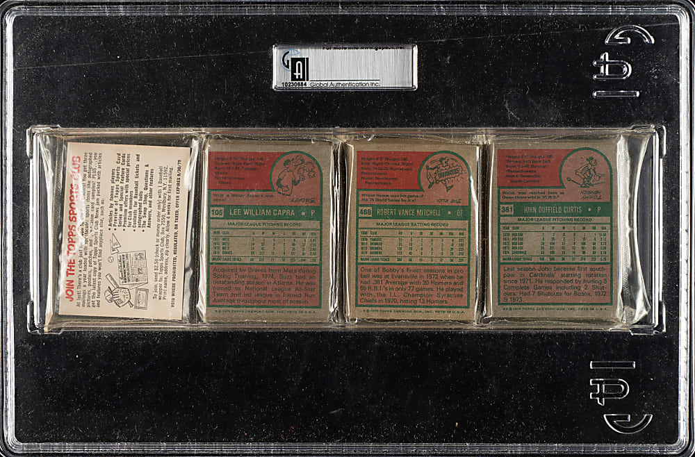 1975 Topps Unopened Rack Pack GAI GEM MINT 9.5