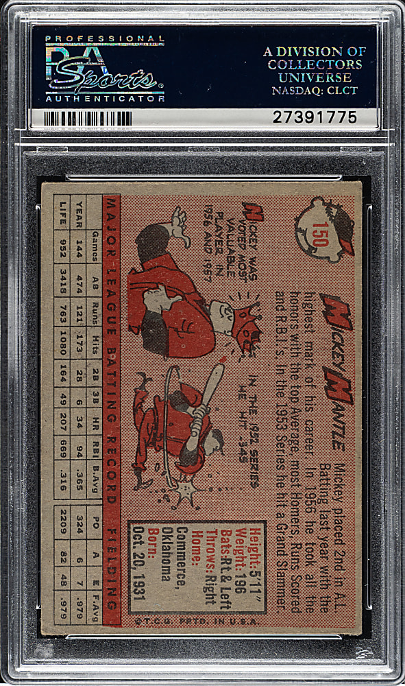 1958 Topps #150 Mickey Mantle PSA EX 5