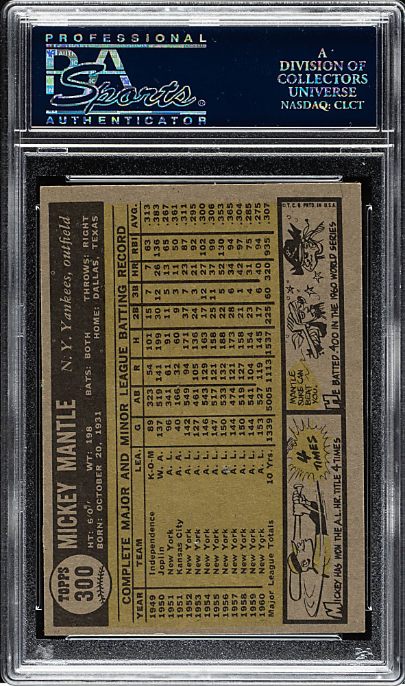 1961 Topps #300 Mickey Mantle PSA EX-MT 6