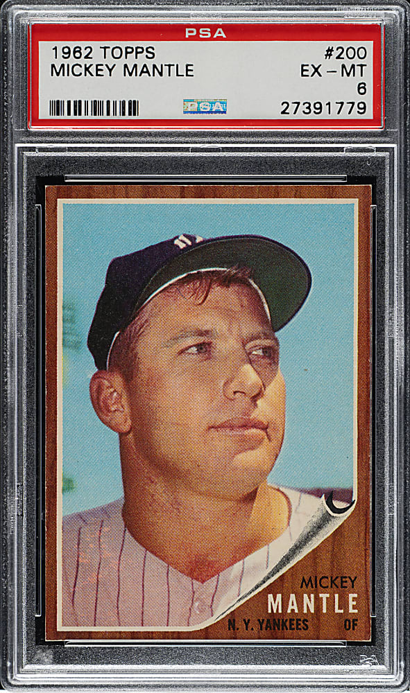 1962 Topps #200 Mickey Mantle PSA EX-MT 6