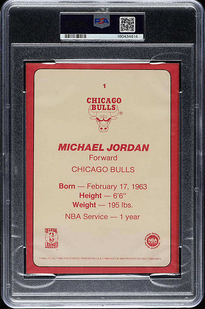 1985-1986 Star Company Basketball Team Supers 5 x 7 #1 Michael Jordan PSA EX 5