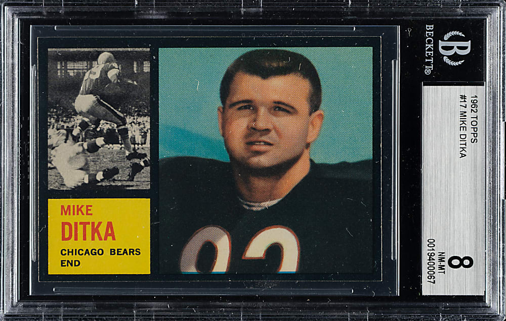 1962 Topps Football #17 Mike Ditka Rookie BGS NM-MT 8