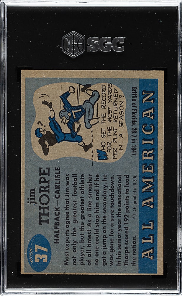 1955 Topps All-American Football #37 Jim Thorpe SGC EX/NM+ 6.5