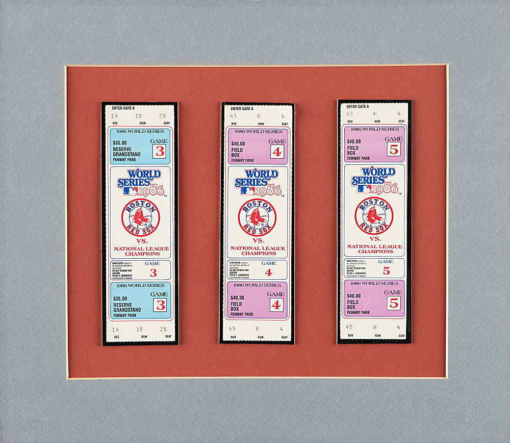 1986 New York Mets vs. Boston Red Sox World Series Full Ticket and Stub Complete Collection (7) Including Game 6 Bill Buckner Error