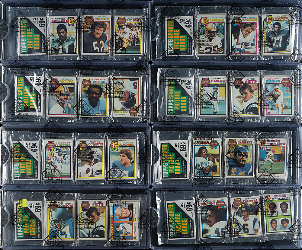 1979 Topps Football Unopened Rack Pack Collection Including James Lofton Rookie on Top (8) - BBCE