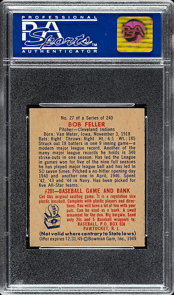1949 Bowman #27 Bob Feller PSA EX-MT 6