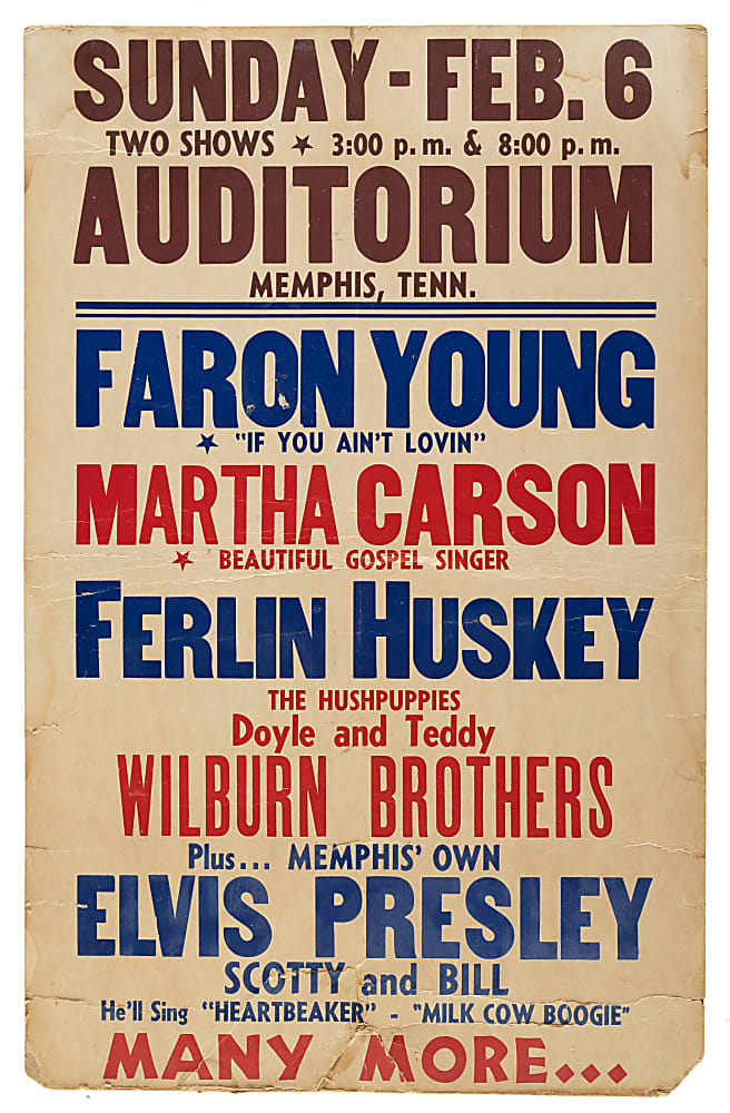 February 6, 1955 Elvis Presley Original Concert Poster - The Date Elvis Met Colonel Tom Parker - Newly Discovered!