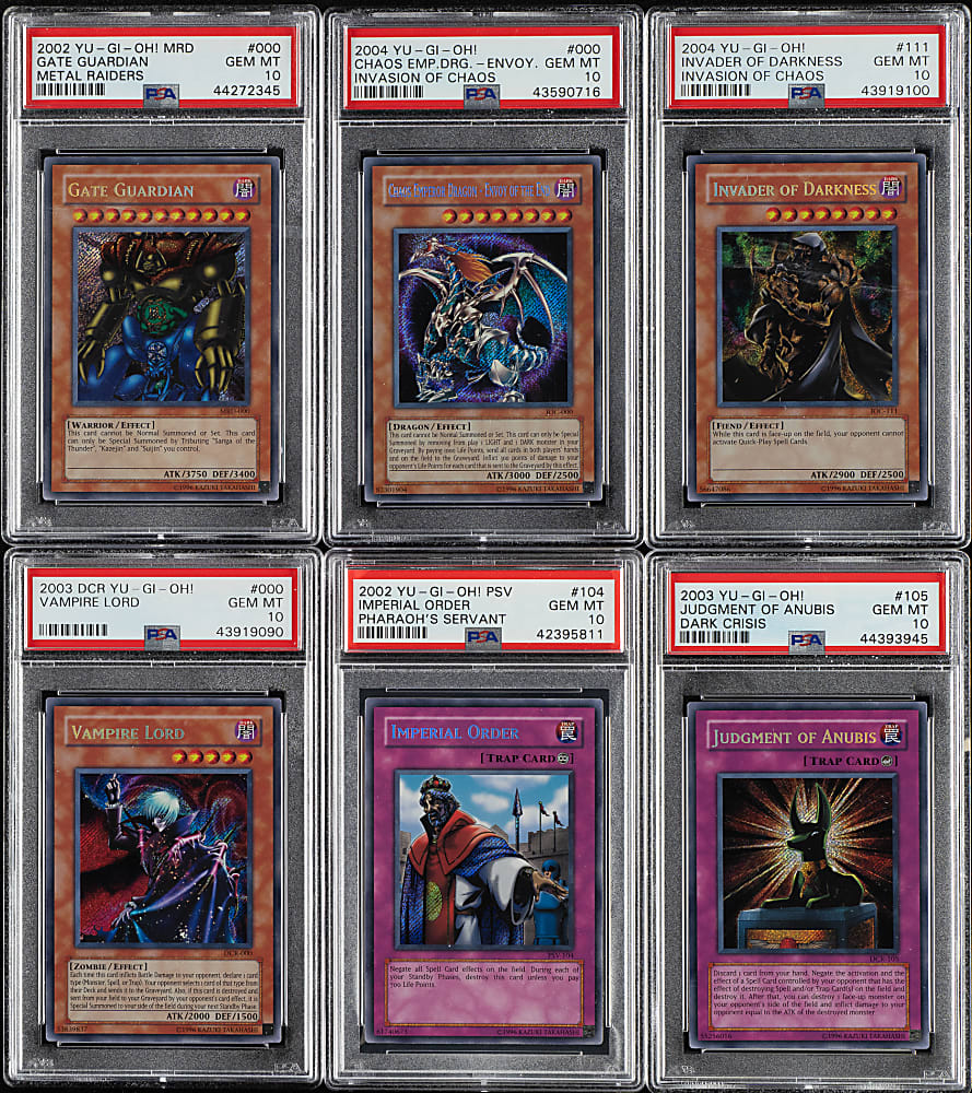 2002 to 2004 Yu-Gi-Oh! Secret Rare Holographic PSA GEM MINT 10 Collection (6)