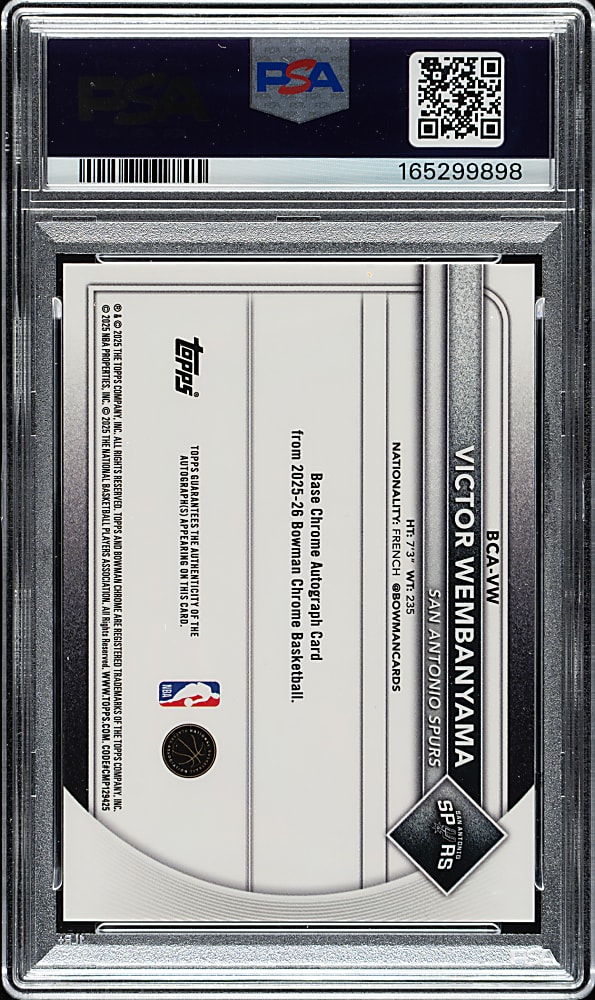 2025-2026 Bowman Mega Box Chrome Autographs Basketball #VW Victor Wembanyama Gold Refractor #38/50 PSA GEM MINT 10