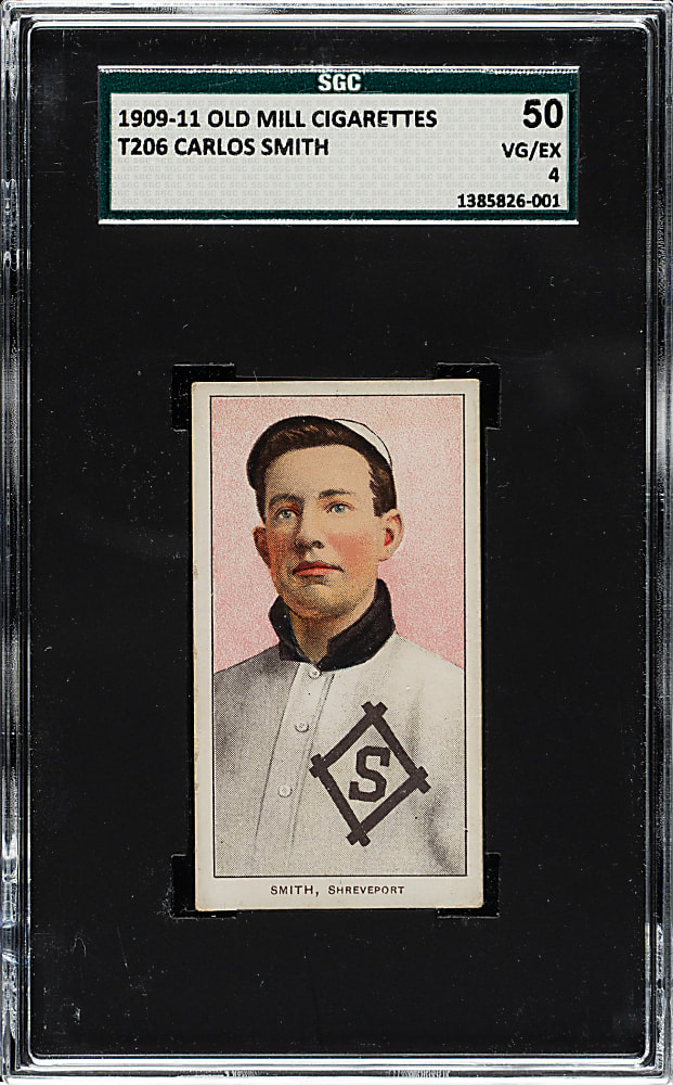 1909-1911 T206 White Border Carlos Smith Southern Leaguer SGC VG/EX 50 - Old Mill Back