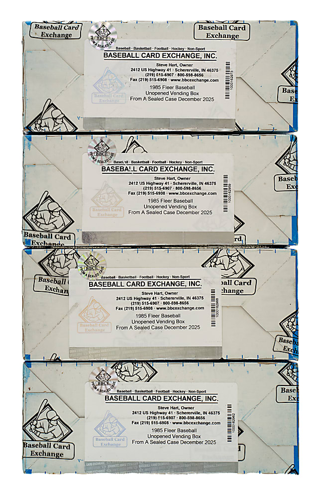 1985 Fleer Unopened Vending Box Collection (4) - BBCE - From a Sealed Case (FASC)