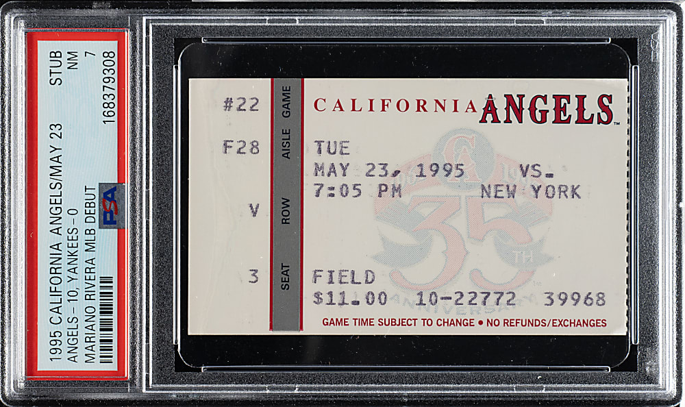 May 23, 1995 California Angles (vs. New York Yankees) Ticket Stub PSA NM 7 - Mariano Rivera MLB Debut - 1 of 1 - Highest Graded!