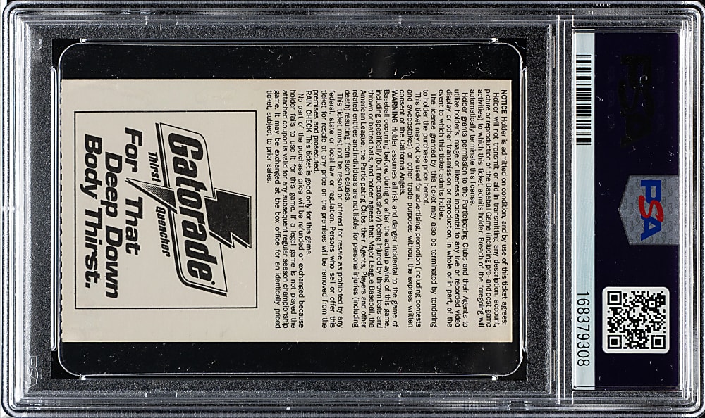 May 23, 1995 California Angles (vs. New York Yankees) Ticket Stub PSA NM 7 - Mariano Rivera MLB Debut - 1 of 1 - Highest Graded!
