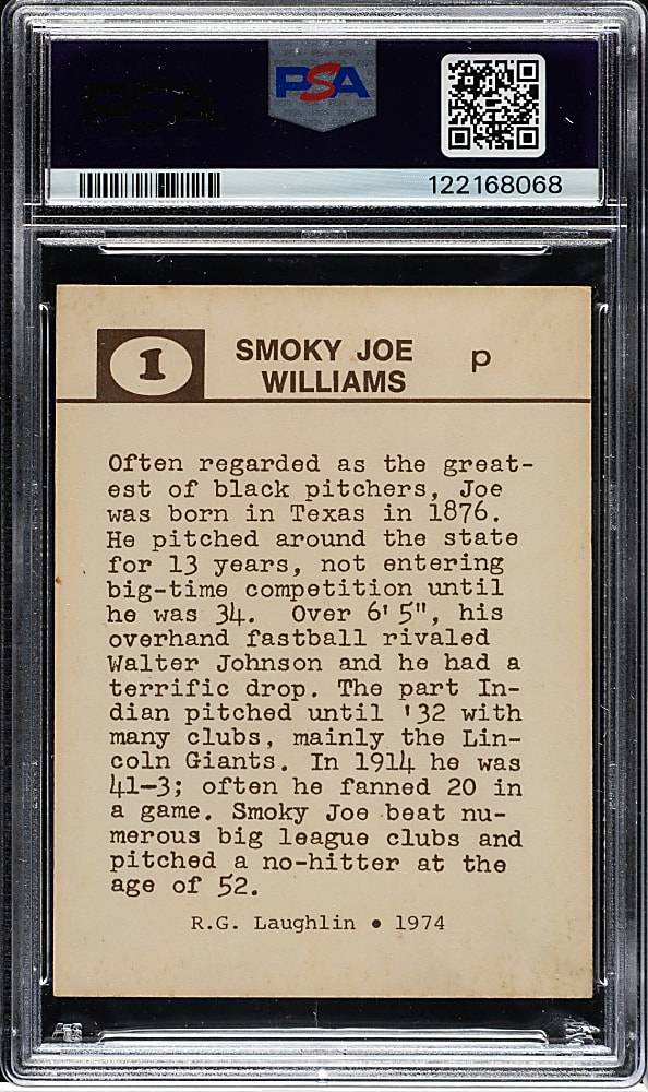 1974 Laughlin Old-Time Black Stars #1 Smoky Joe Williams PSA EX 5