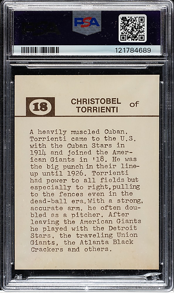 1974 Laughlin Old-Time Black Stars #18 Christobel Torrienti PSA NM+ 7.5