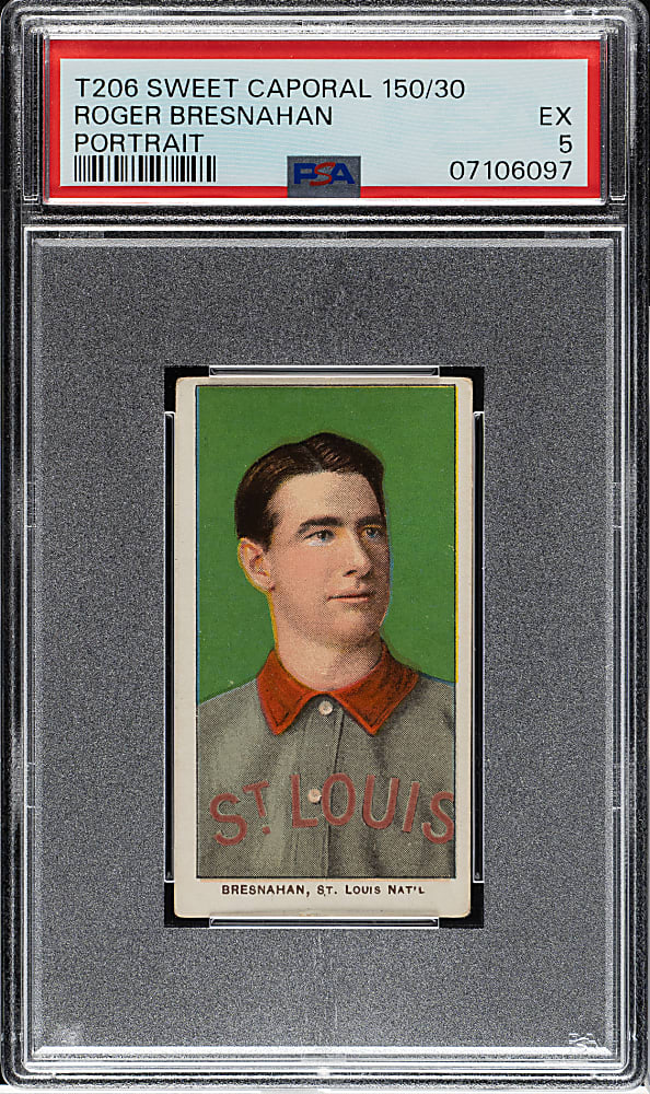 1909-1911 T206 White Border Roger Bresnahan Portrait PSA EX 5